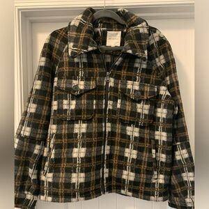 Avec Les Filles Anthropologie Plaid Zip Front Jacket Size Large